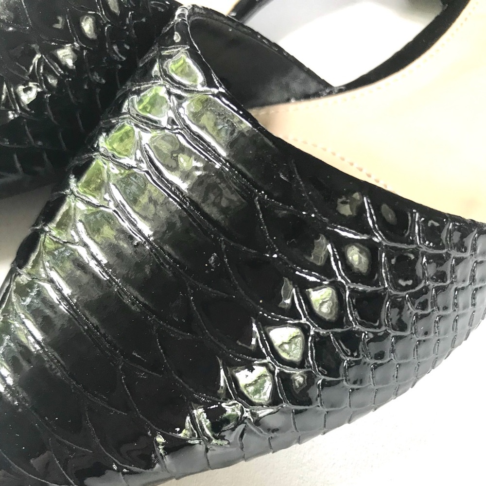 JONES NEW YORK Croc Point-Toe Flats Black 9.5 New - Picture 3 of 6
